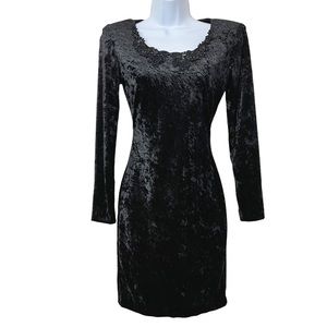 All That Jazz Vintage Y2K Whimsigoth Dress Size S Womens Black Velvet Sheath